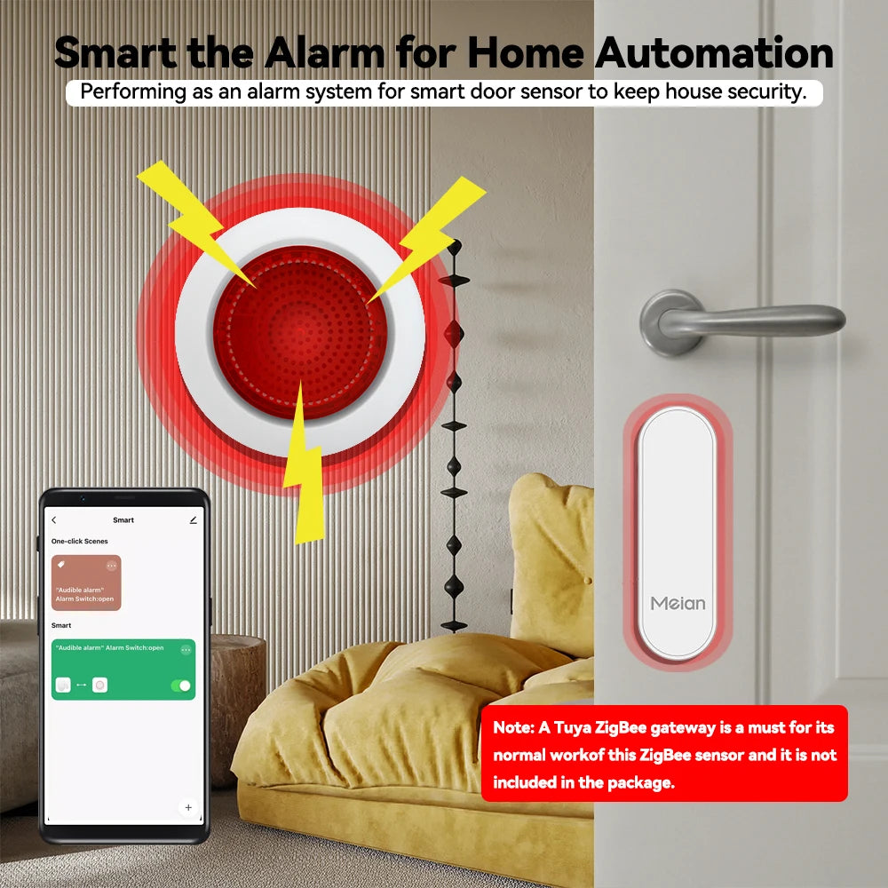 Sirène Alarme Intelligente Meian SR01 – Zigbee 3.0 Tuya, 100dB, Lumière, SmartLife, EU/AU