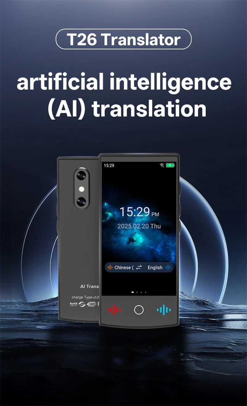 Traducteur Vocal Intelligent ESTG T26 – 147 Langues, Temps Réel, Hors Ligne, IA