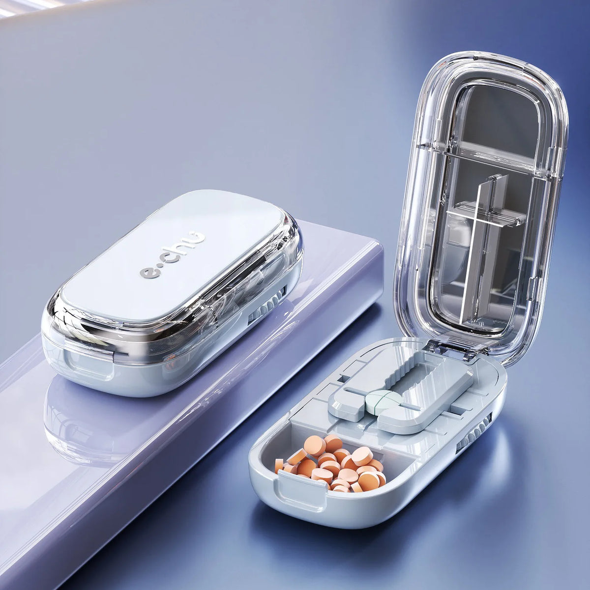 Pilulier portable avec option coupe-comprimés – CLEVI Paris
