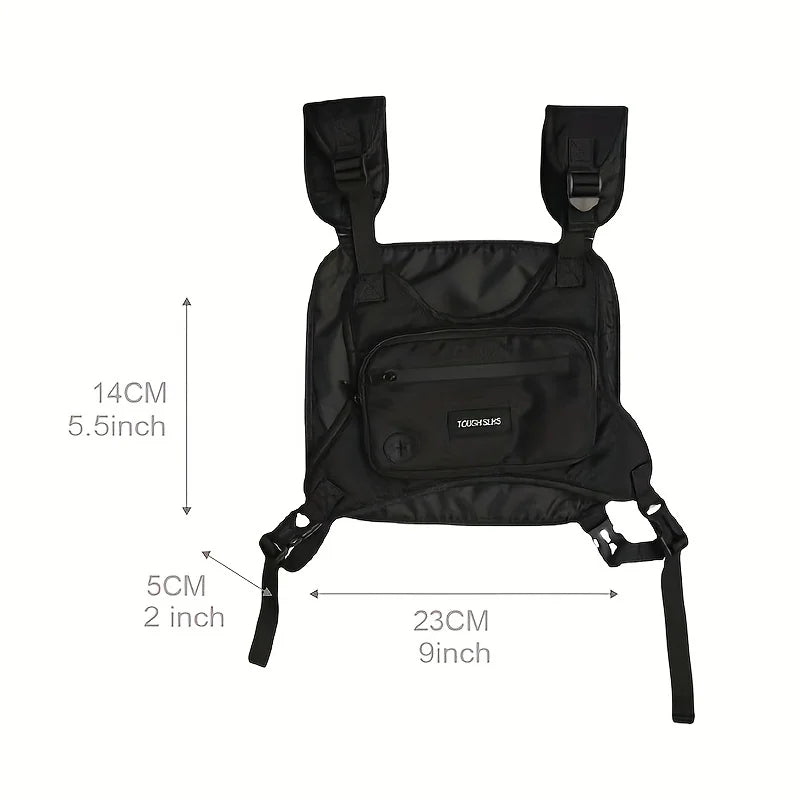 Sac Poitrine Banane Homme Oxford — Streetwear Hip-Hop, Grande Capacité, Tactique, Noir | CLEVI Paris