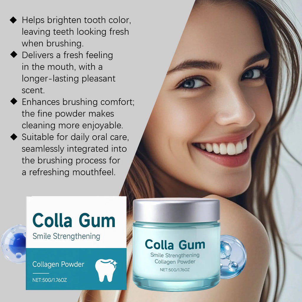 Poudre Dentaire au Collagène – Blanchiment, Soin des Gencives & Haleine Fraîche 50g
