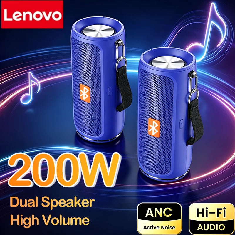 Enceinte Bluetooth Portable Lenovo TF – Stéréo Dual, Subwoofer, FM, TF/USB, IPX5, 12H