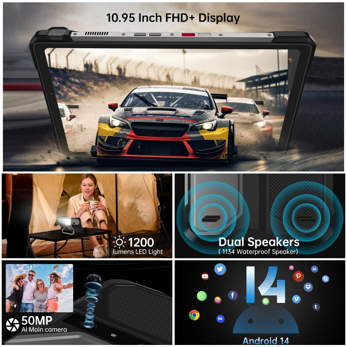 Tablette Robuste Unihertz Tank Pad E – Projecteur DLP, 21000mAh, 50MP, Android 14, 4G – CLEVI Paris