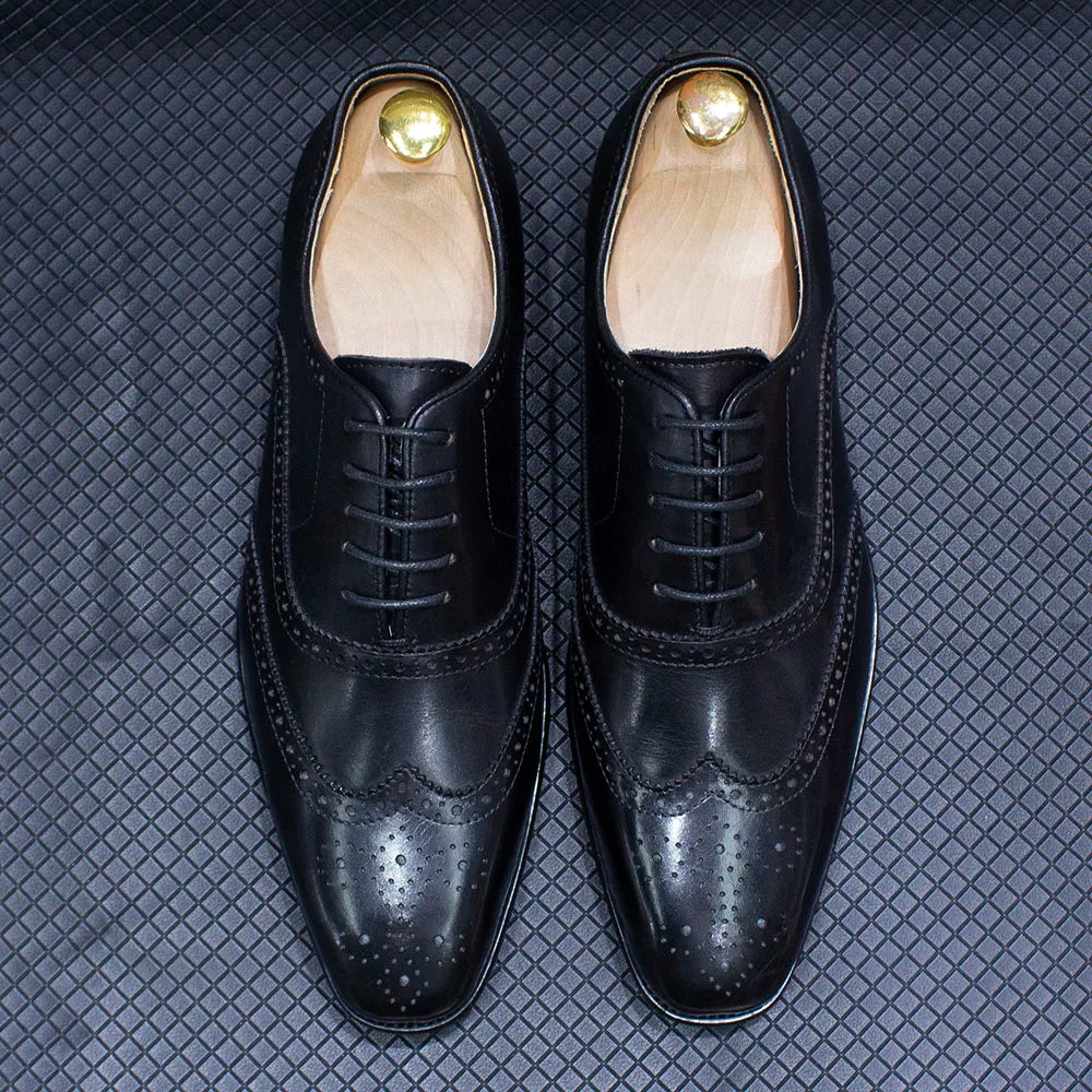 Oxford Wingtip Brogue Homme Artisanal Cuir de Veau | Business Mariage US 7-12