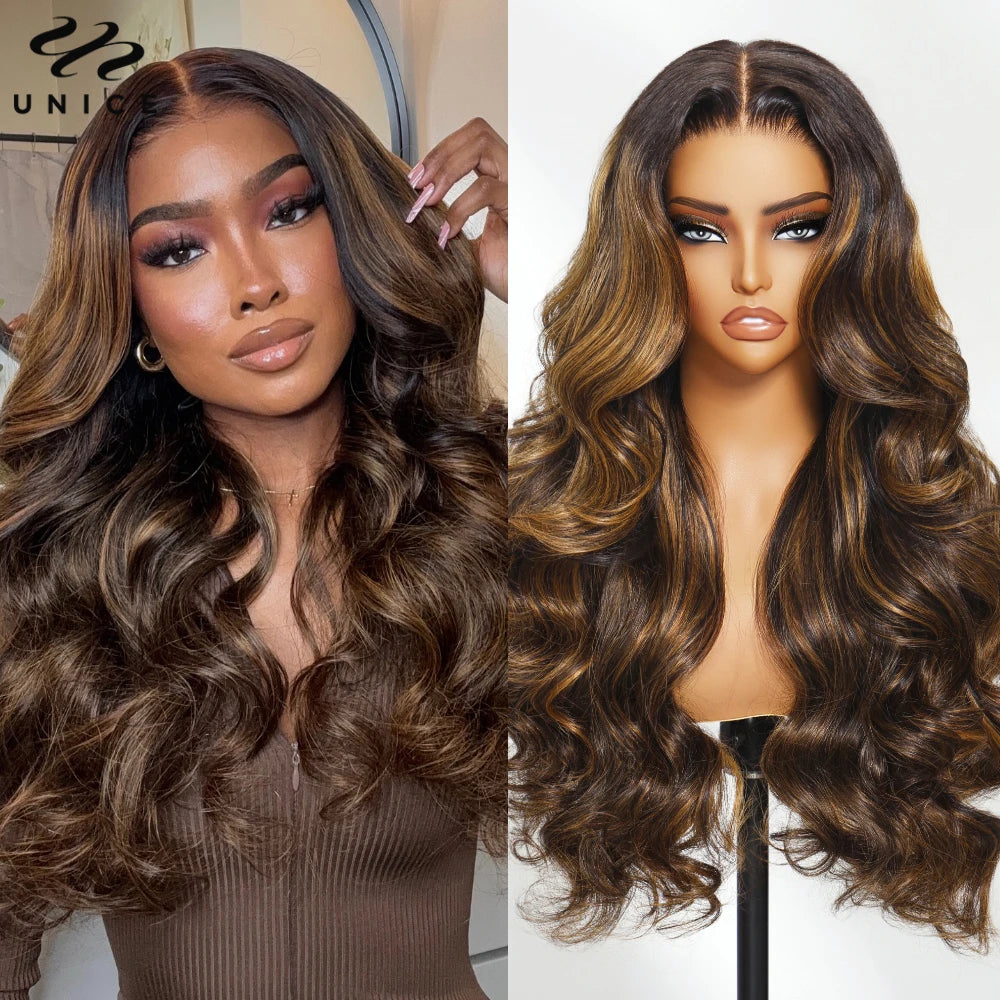 Perruque balayage ondulée 7x5/13x4 – CLEVI Paris