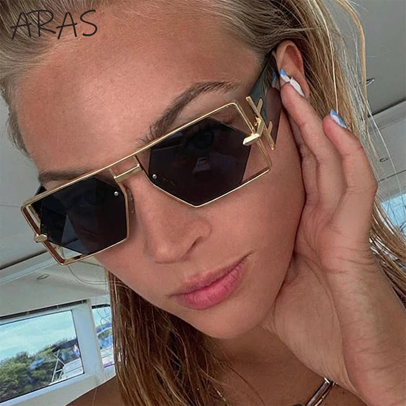 Lunettes de Soleil Steampunk Hexagonales Monture Alliage Creusée Dégradé UV400 Unisexe – CLEVI Paris