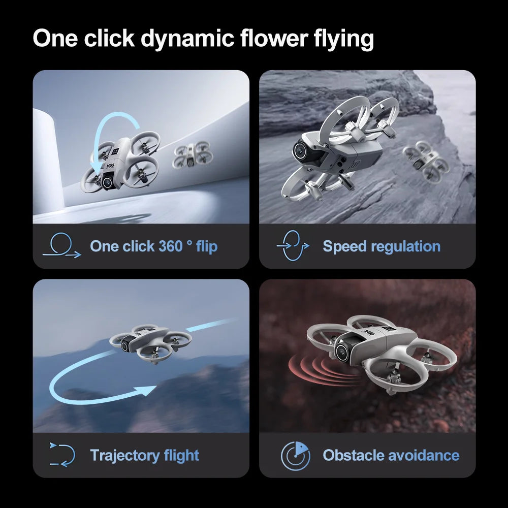 Mini Drone JJRC V66 4K WiFi FPV – Grand Angle 180°, Évitement d'Obstacles, Zoom 50x & Positionnement Optique – CLEVI Paris