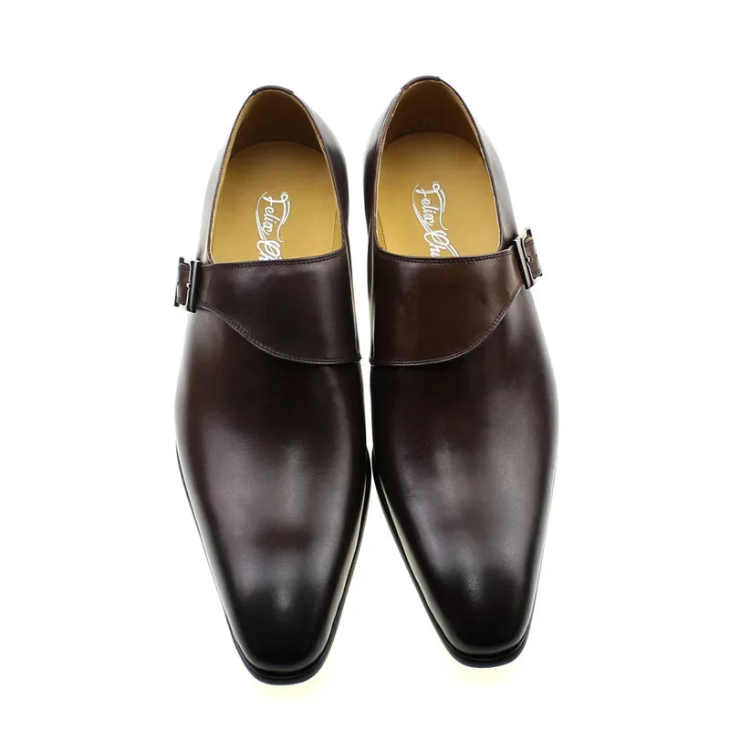 Monk Strap Homme Cuir Véritable Boucle Bout Pointu Business Formel 2 Coloris – CLEVI Paris