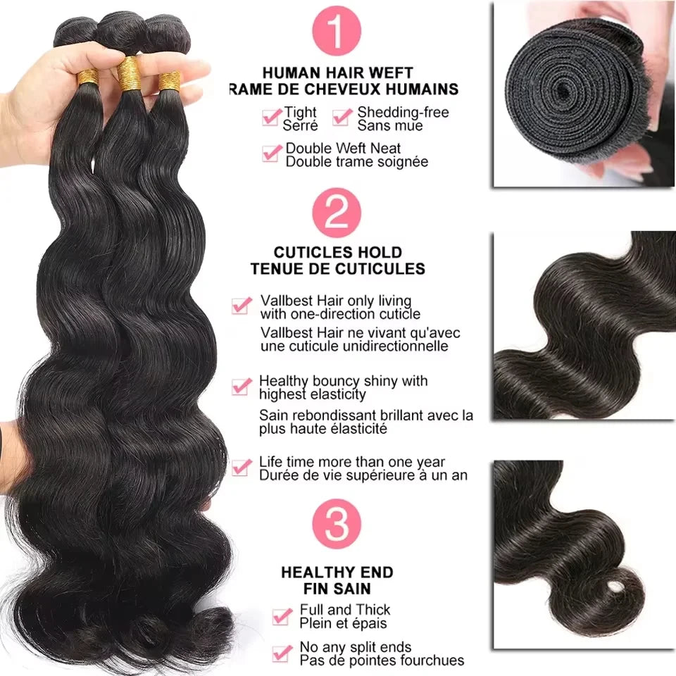 Extensions Body Wave Cheveux Vietnamiens Remy Hair – Bundles 1/3/4 Pcs – CLEVI Paris