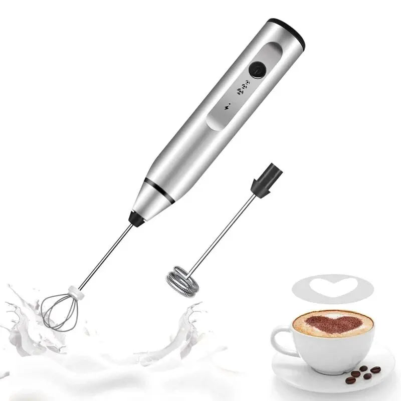 Mousseur à Lait Électrique USB Rechargeable – 3 Vitesses, Fouet & Batteur