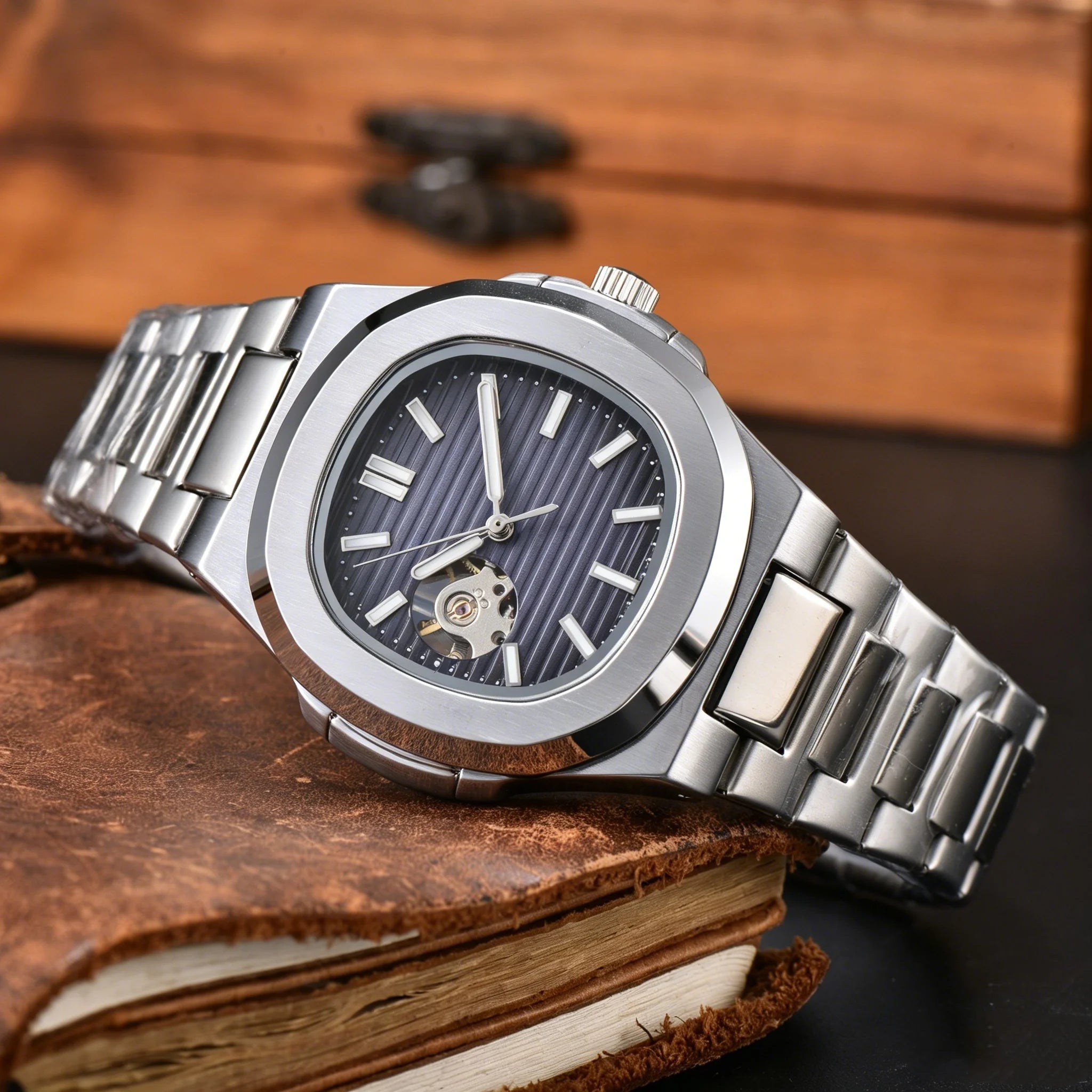 Montre Mécanique Homme Squelette Cadran Ouvert Acier 904L Bracelet Acier – CLEVI Paris