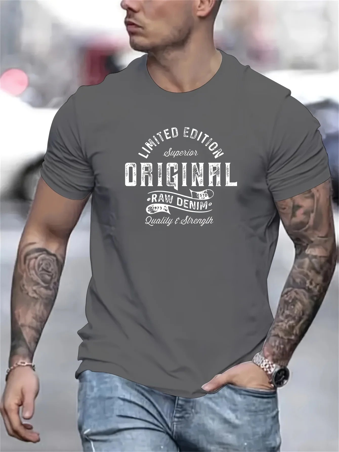 T-Shirt Homme 100% Coton Loose Col Rond Imprimé Lettres Style Américain 18 Coloris – CLEVI Paris