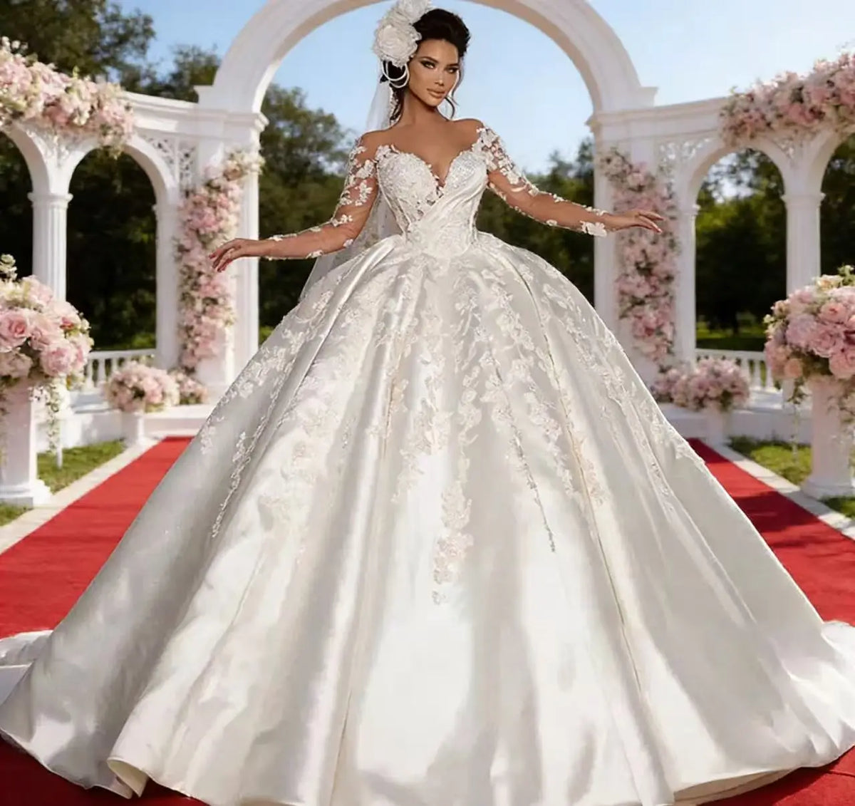Robe de mariée princesse à manches longues – CLEVI Paris