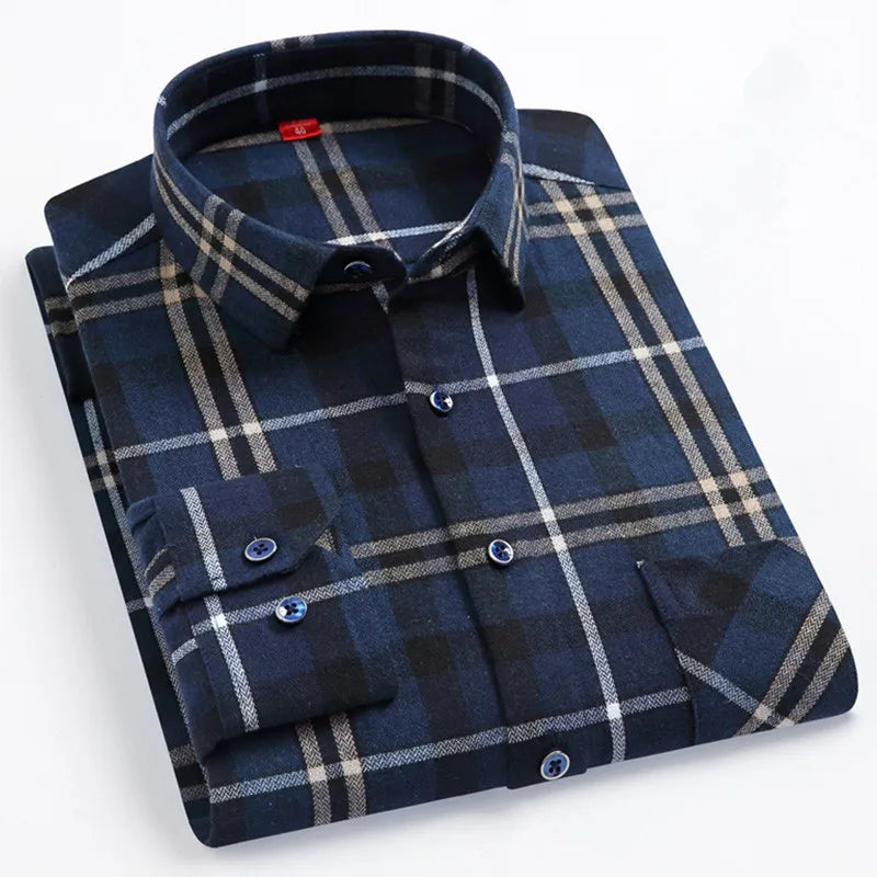 Chemise Homme Manches Longues Coton Carreaux Style Britannique – CLEVI Paris