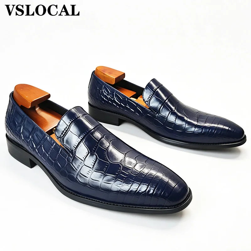 Mocassins Homme Luxe Cuir Véritable Imprimé Crocodile Slip-On – CLEVI Paris