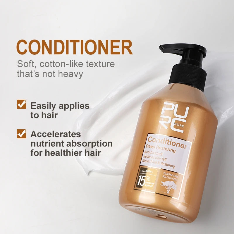 Shampooing & Après-Shampooing à l'Huile d'Argan & Kératine PURC – Soin Réparateur Sans Sulfate