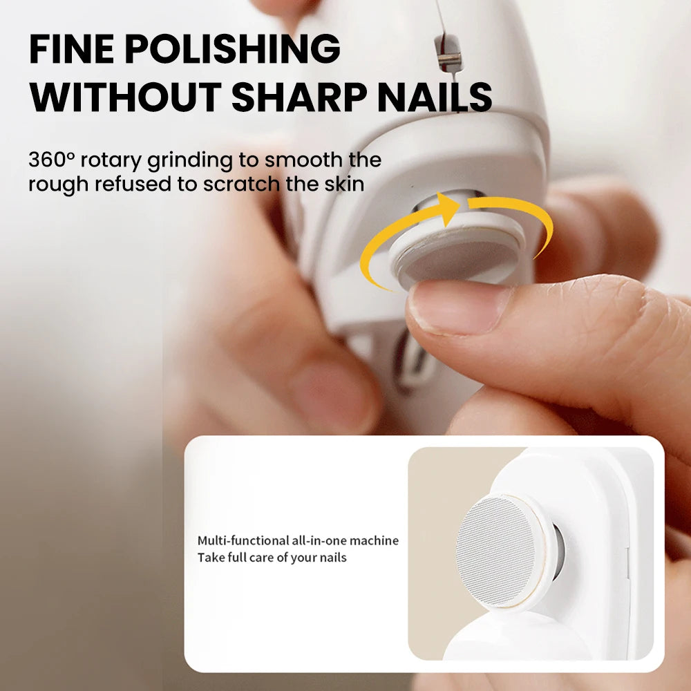 Coupe-Ongles Électrique 2-en-1 Verrou Enfant — 2 Vitesses, Rechargeable — CLEVI Paris