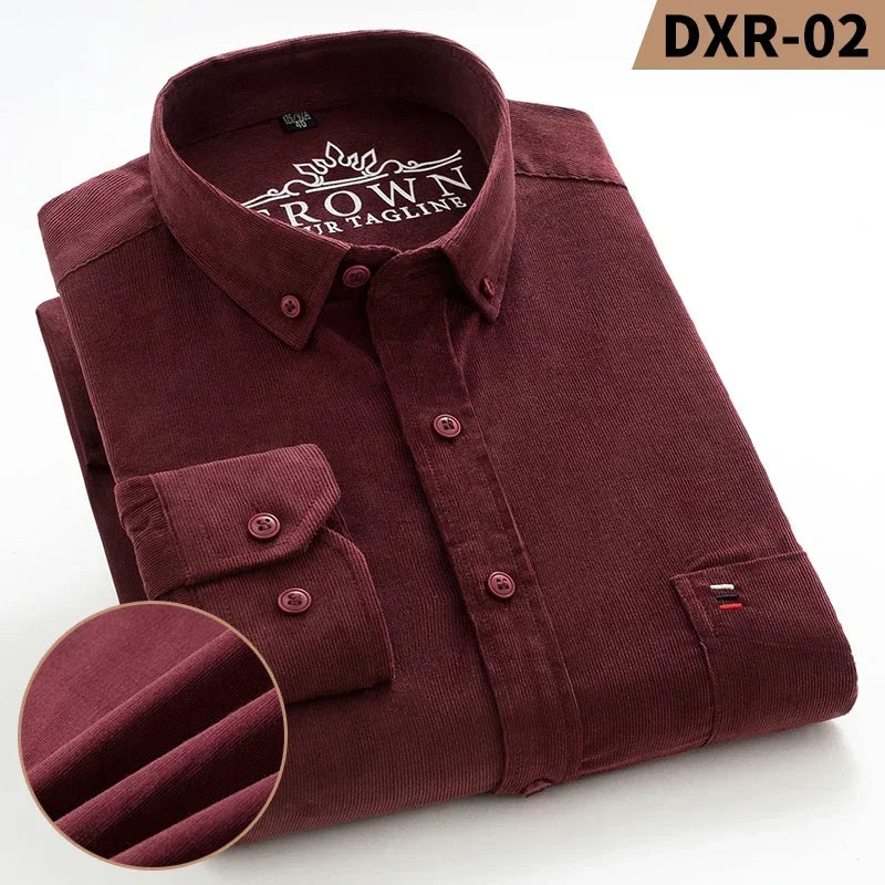 Chemise Corduroy Homme Grande Taille 100% Coton Manches Longues – S à 7XL – CLEVI Paris