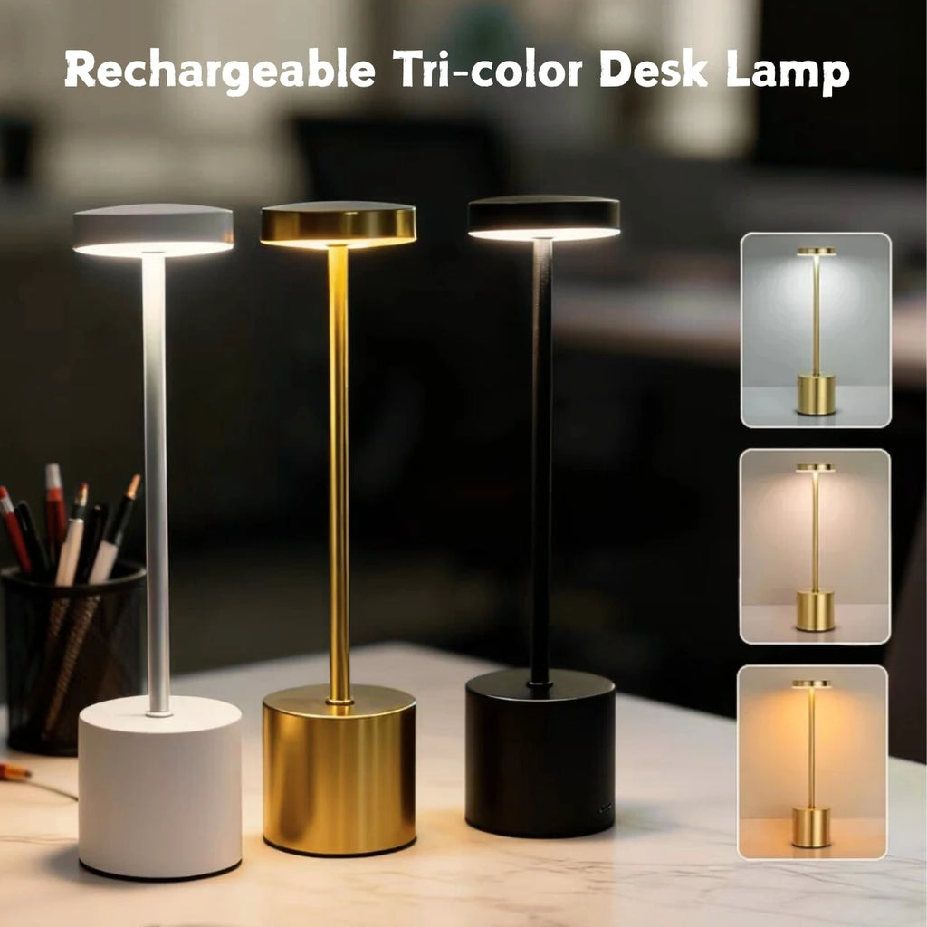Lampe de Bureau LED d’Ambiance Tactile & Dimmable — USB Rechargeable, Blanc Chaud | CLEVI Paris