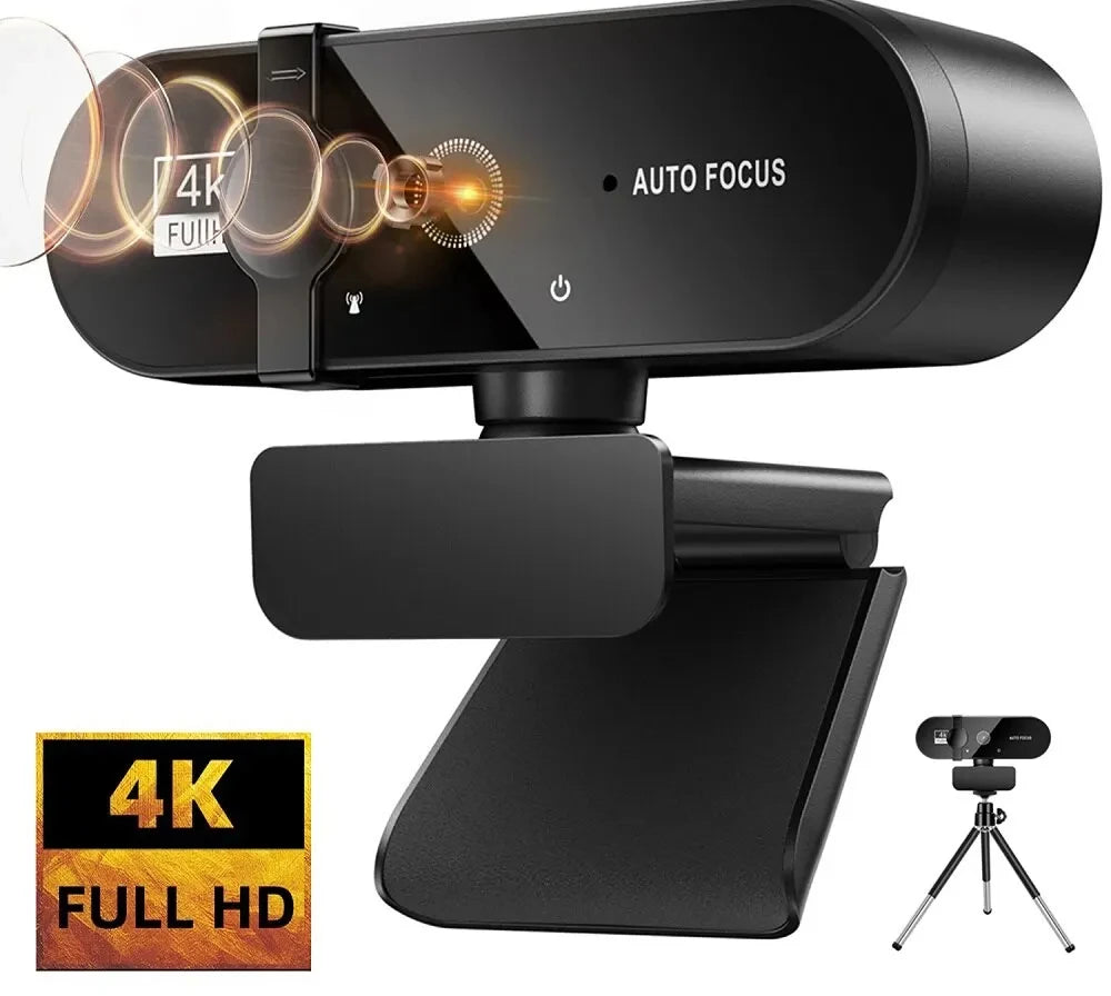 Webcam 4K Autofocus – Micro Intégré, USB, 30fps, Compatible PC & Mac, Visio & Streaming – CLEVI Paris