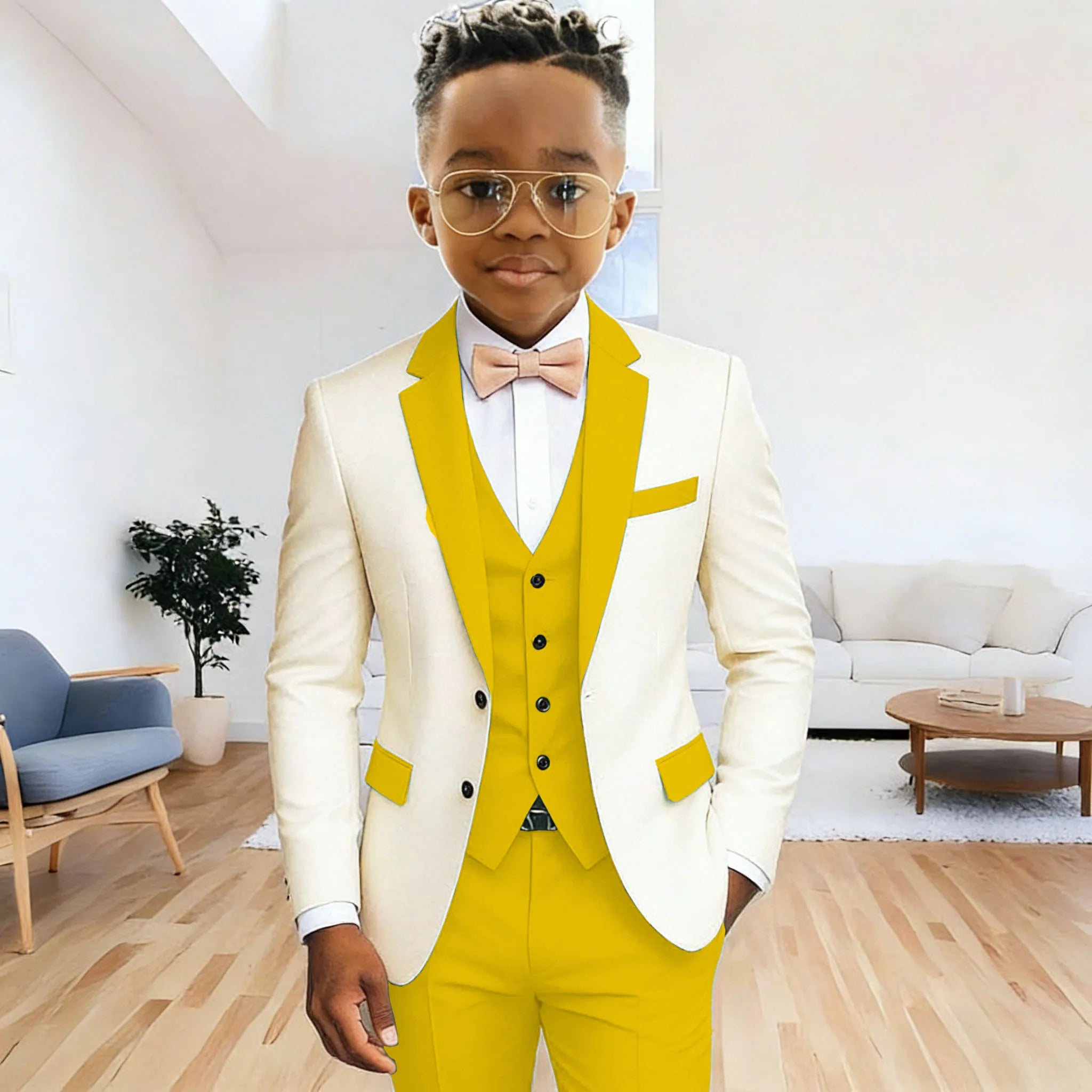 Costume 3 Pièces Garçon | Veste + Gilet + Pantalon | Mariage Cérémonie 2-16 Ans