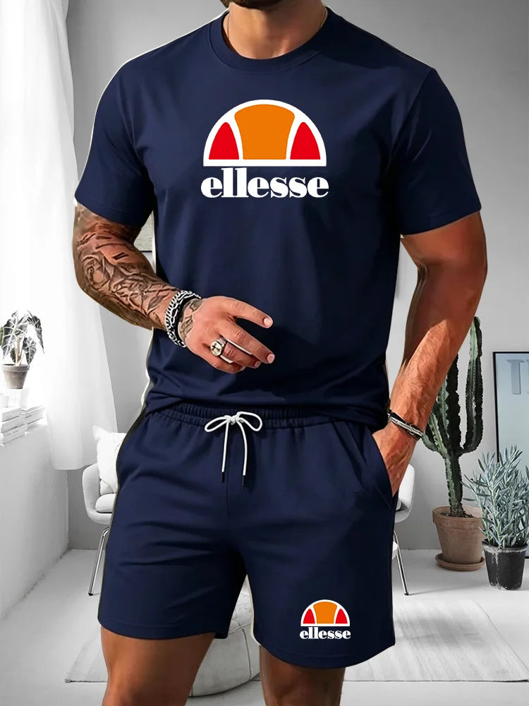 Ensemble 2 Pièces Homme T-shirt Col Rond + Short Cordon Été 2026 – Casual Sport, 20 Coloris, S à XXL – CLEVI Paris