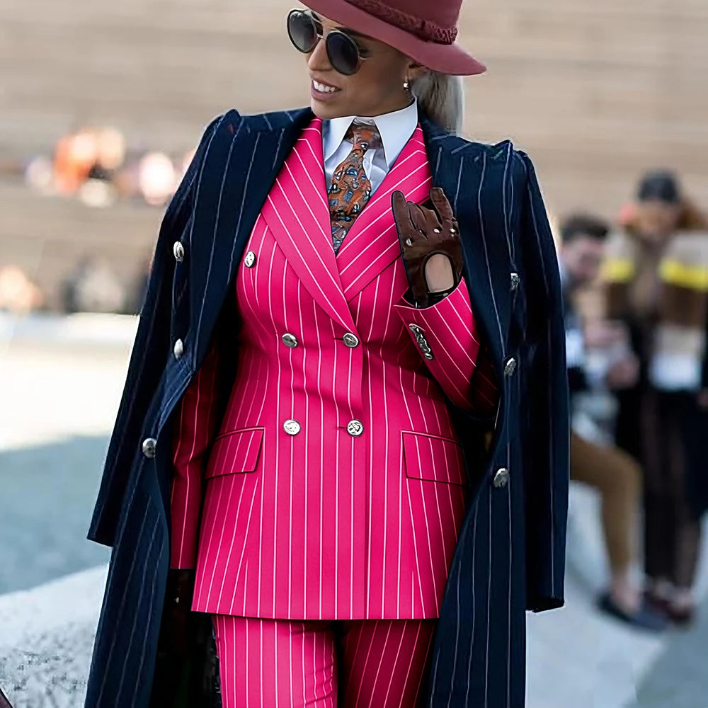 Tailleur 3 pièces femme rayé élégant – CLEVI Paris