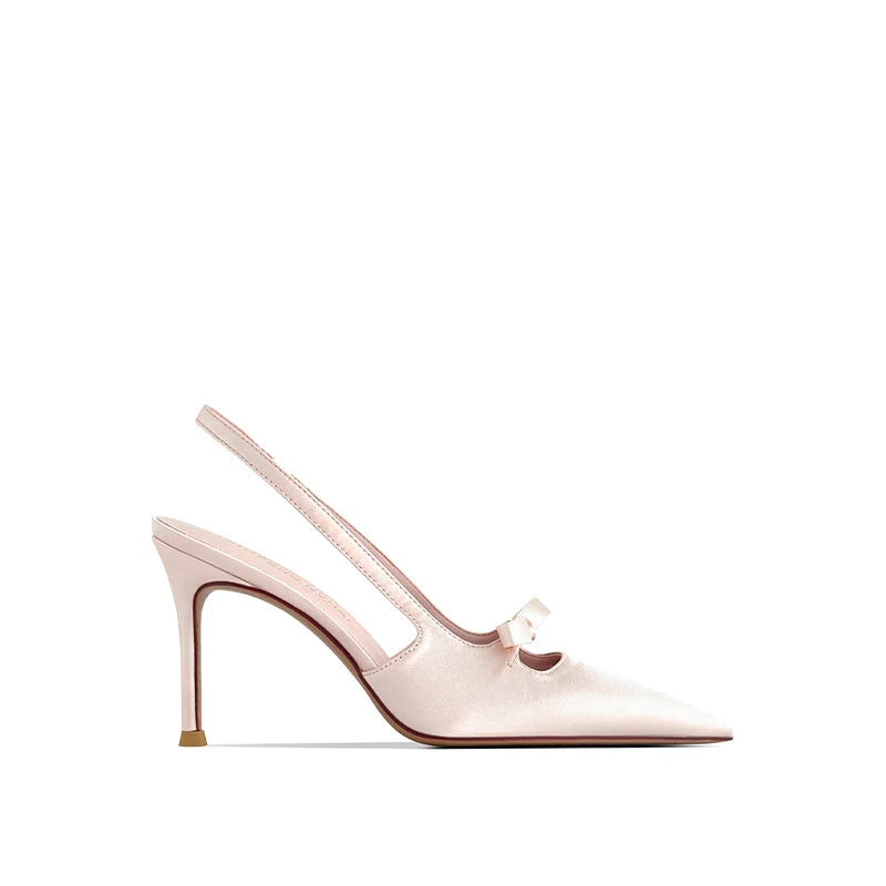 Escarpins slingback en soie à nœud – CLEVI Paris
