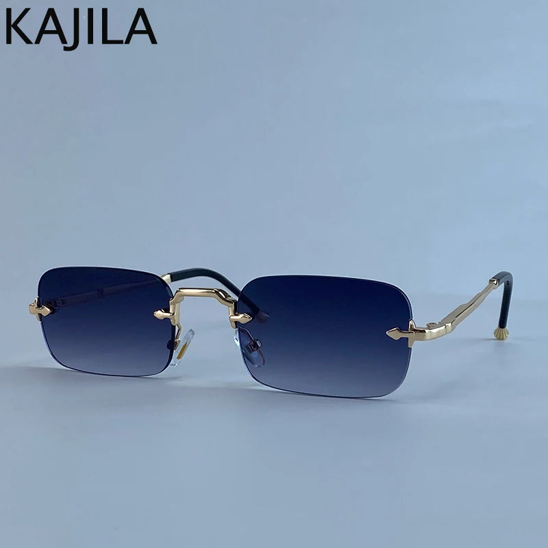 Lunettes de Soleil Sans Monture Rectangulaires Punk UV400 Dégradé Homme Vintage – CLEVI Paris