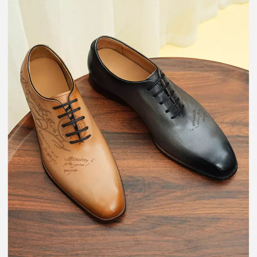 Oxford Homme Cuir Embossé Bout Pointu – Style Européen Business, EU 37-46 – CLEVI Paris