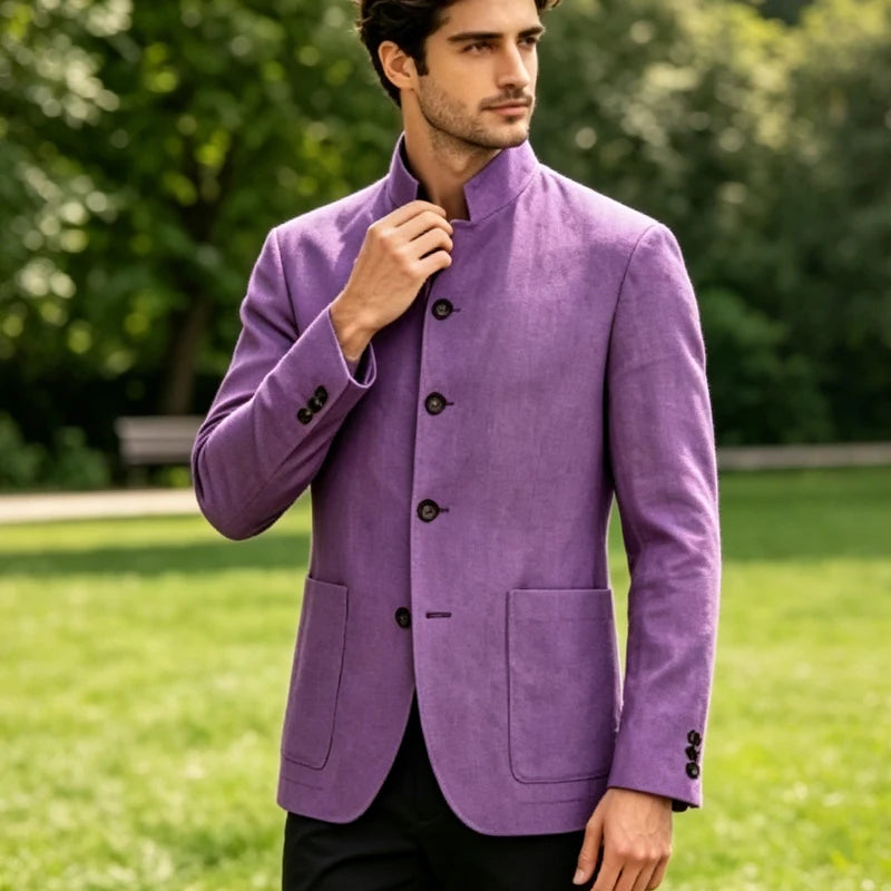 Blazer homme léger à col mandarin – CLEVI Paris
