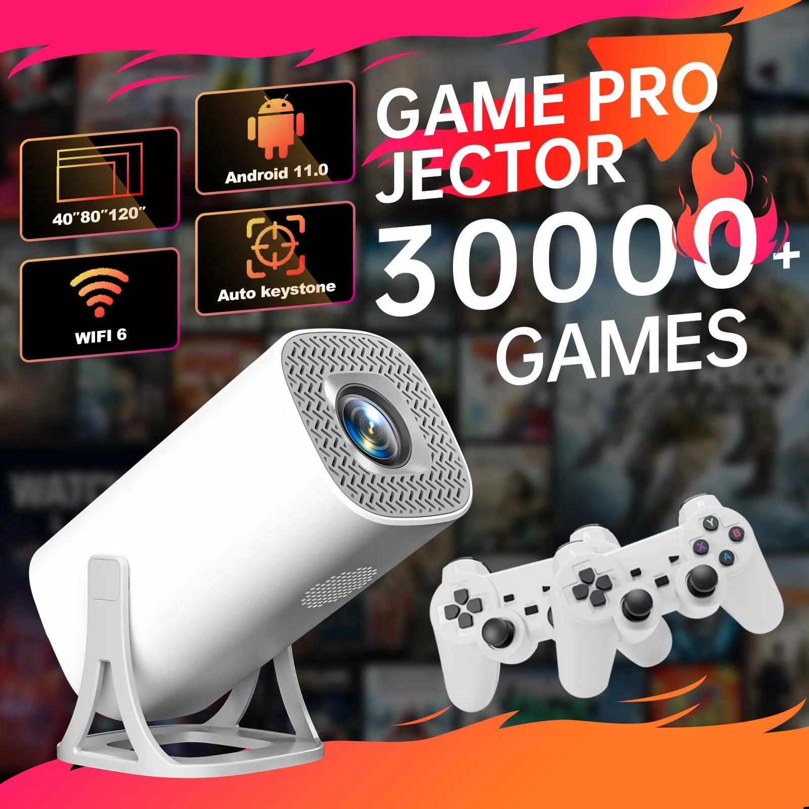 HONGTOP S40MAX Vidéoprojecteur Gaming Android 11 WiFi 6 Bluetooth 720P 3000 Jeux – CLEVI Paris