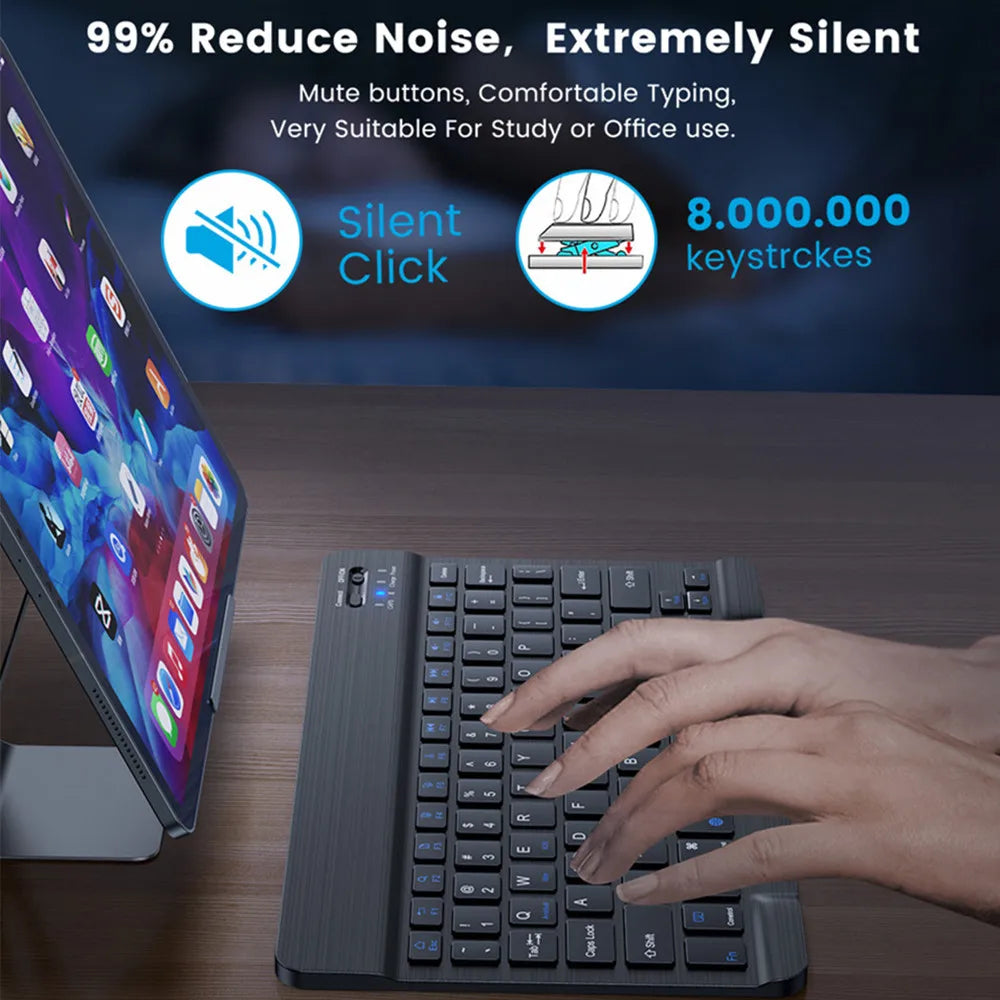 Clavier Bluetooth Sans Fil EMTRA | Silencieux, Multi-Langues, iOS Android Windows, Tablette & PC – CLEVI Paris