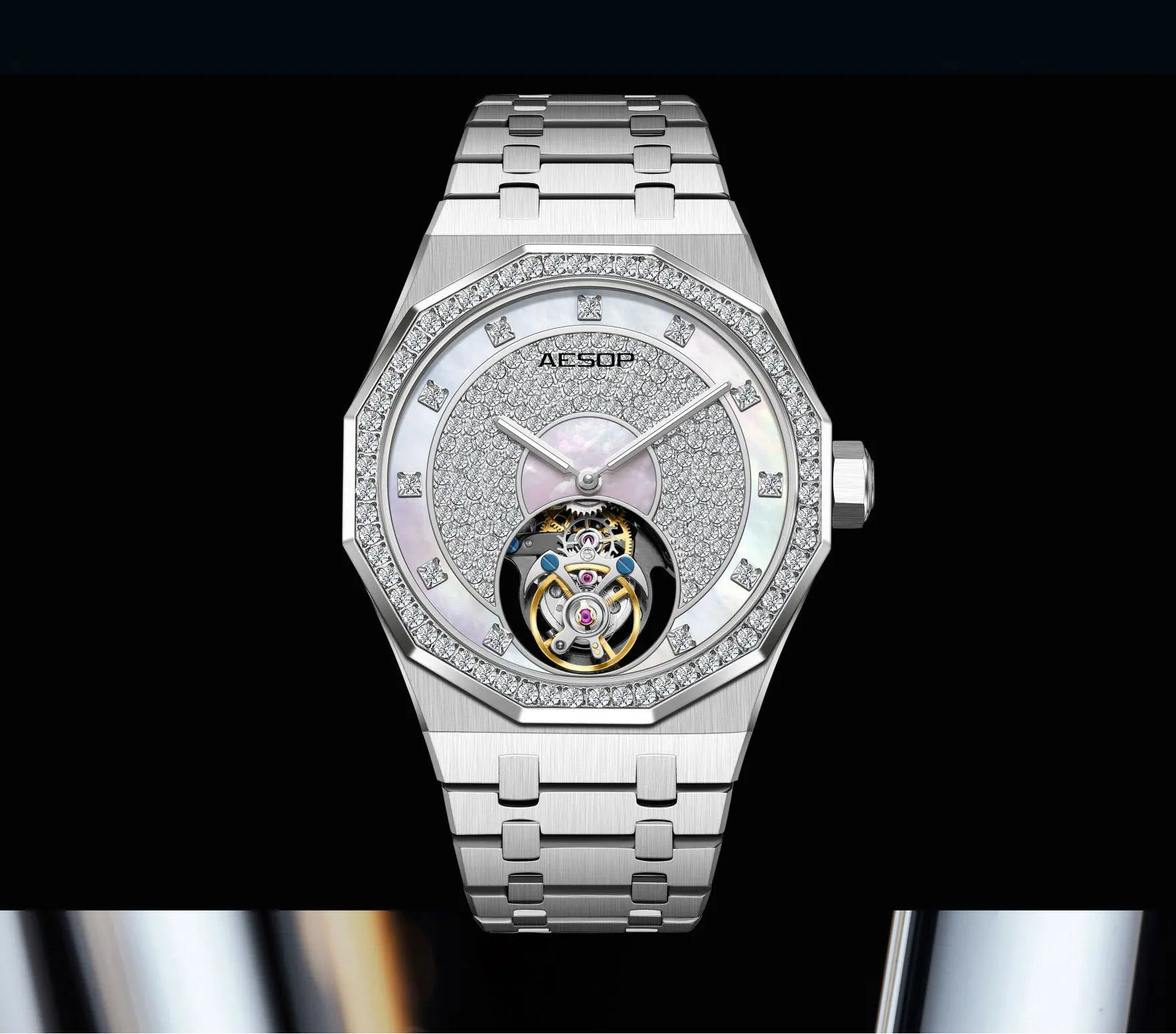 Montre Mécanique Tourbillon Volant AESOP 7089 Squelette Double Face Saphir – CLEVI Paris