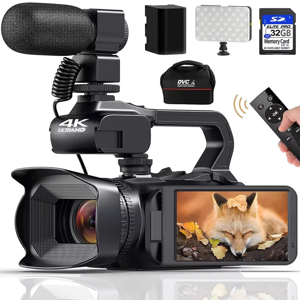 Caméscope Professionnel 4K 64MP KOMERY RX200 – Écran Tactile 4", WiFi, Zoom 18x, Live Streaming