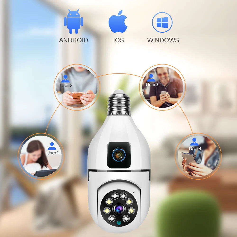 Caméra Surveillance WiFi Double Objectif 8MP – Vision Nocturne Couleur, Audio Bidirectionnel, App V380 Pro – CLEVI Paris