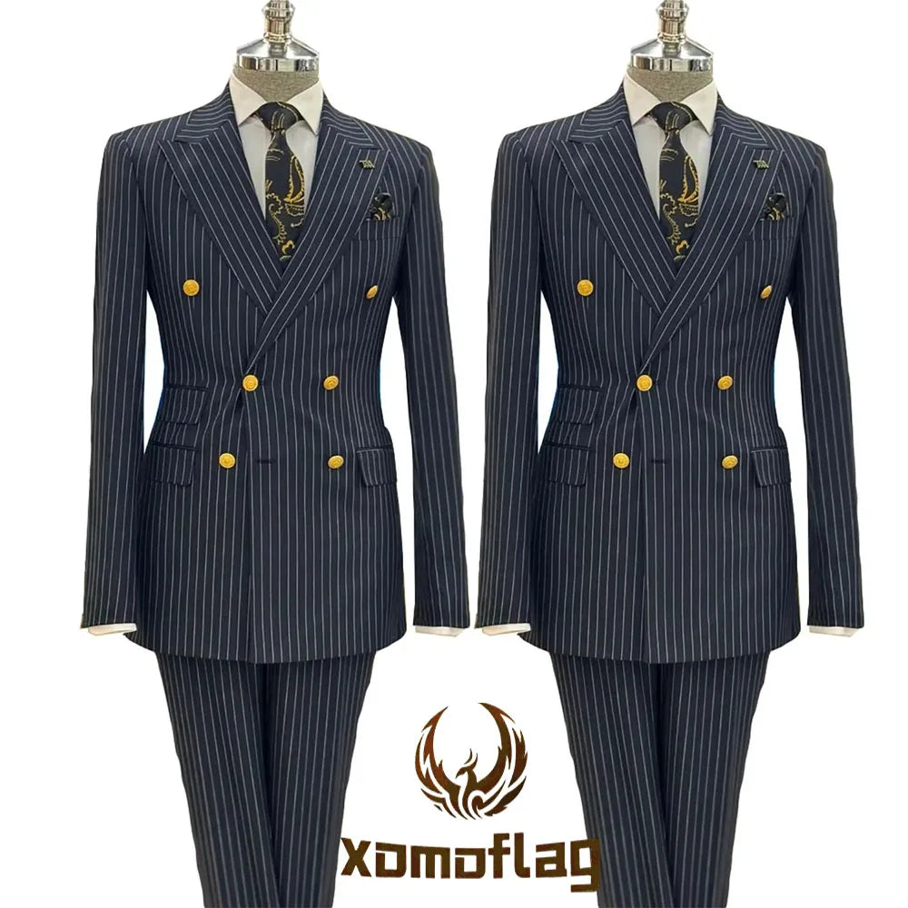 Costume homme rayé double boutonnage – CLEVI Paris