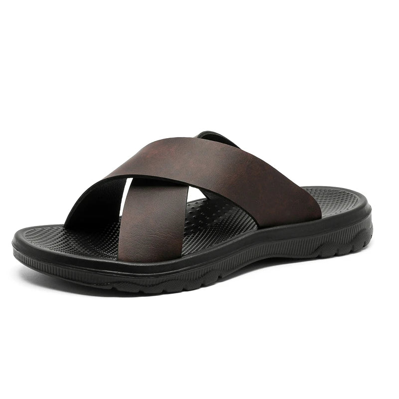 Sandales Homme Cuir Respirantes Semelle Souple | Noir, Marron & Orange – CLEVI Paris