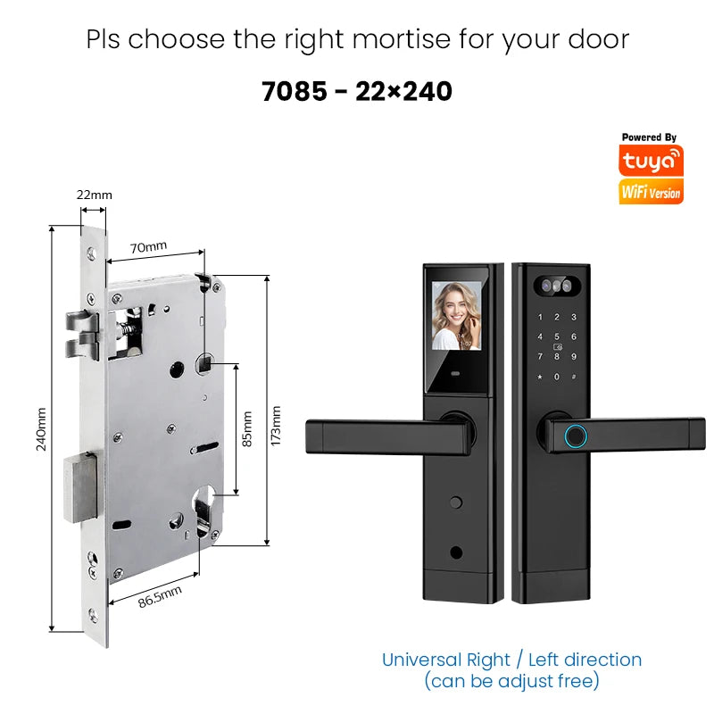 Serrure Connectée Catchface – Reconnaissance Faciale, Caméra, Écran, Tuya WiFi, 7 Modes