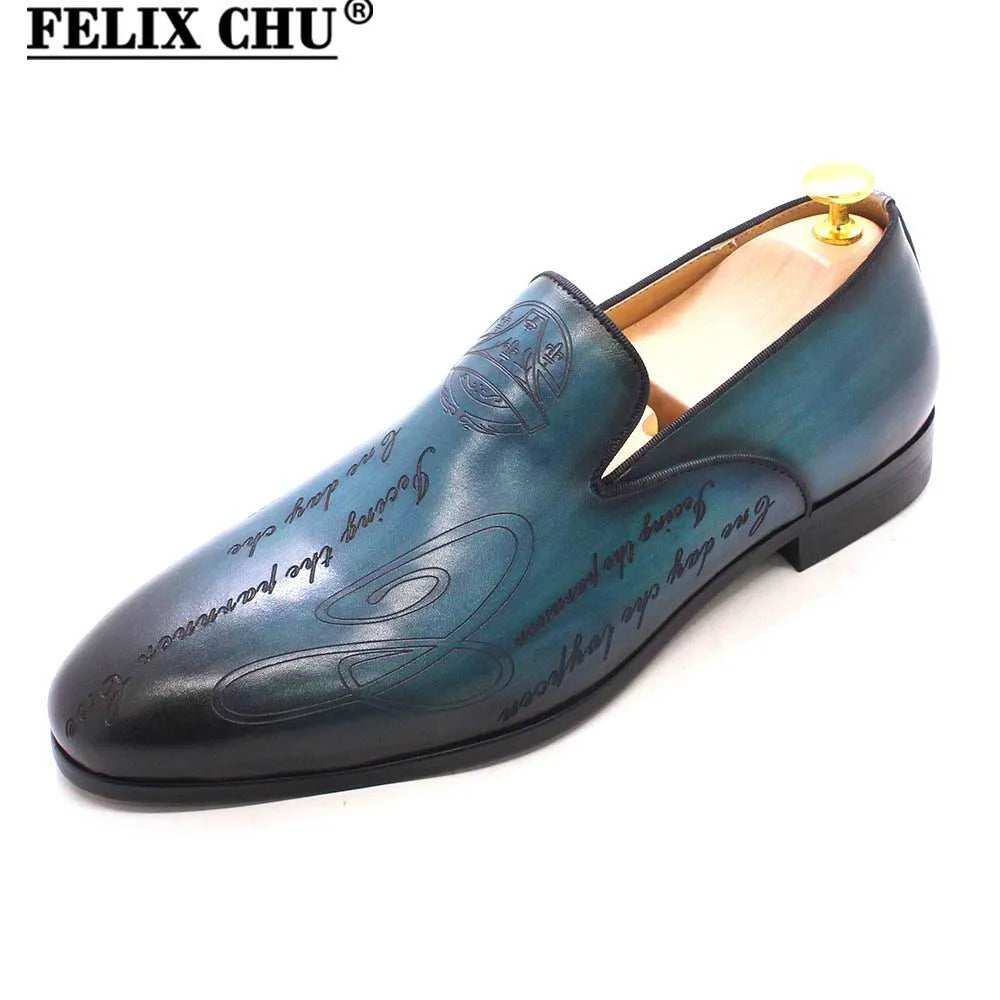 Mocassins Homme Cuir Véritable Peints à la Main Felix Chu – Style Italien Habillé – CLEVI Paris