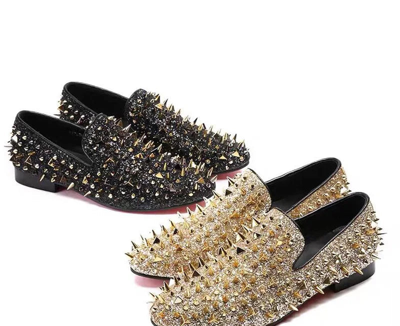Loafers Luxe Homme Cuir Véritable Spikes Argentés & Dorés Slip-On – 14 Coloris, Tailles EU37-48 – CLEVI Paris