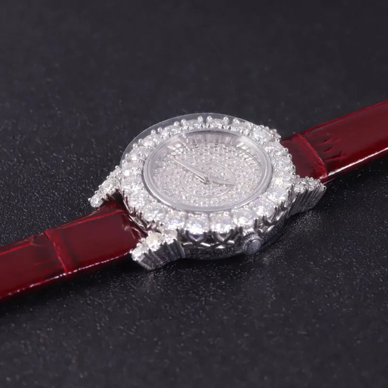 Montre Femme Automatique Argent 925 Diamants Moissanite Certifiés GRA NGIC Saphir 28mm – CLEVI Paris