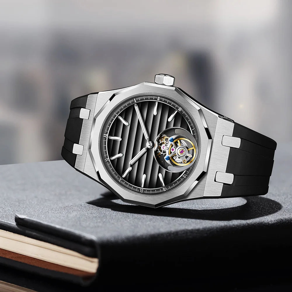 Montre Mécanique Tourbillon Volant RAYMONDOYA R8057 Squelette Saphir – CLEVI Paris