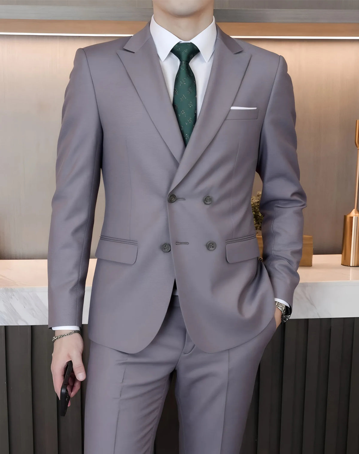 Costume homme uni double boutonnage – CLEVI Paris