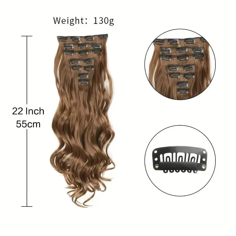 Extensions à clips synthétiques ondulées 22 pouces – CLEVI Paris