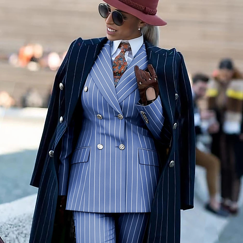 Tailleur 3 pièces femme rayé élégant – CLEVI Paris