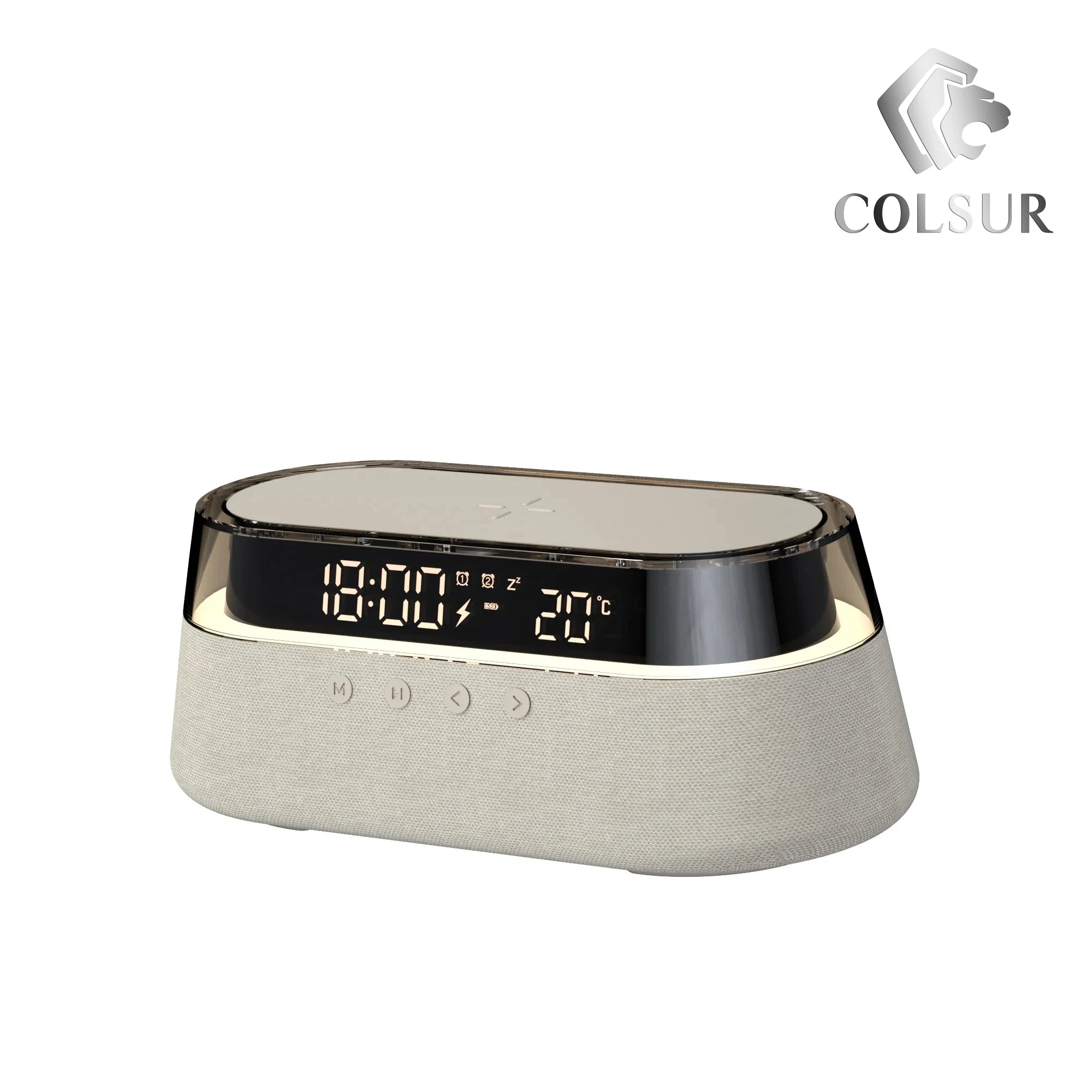 Réveil Intelligent 6-en-1 Chargeur Sans Fil 15W Enceinte Bluetooth Radio FM LED RGB – CLEVI Paris