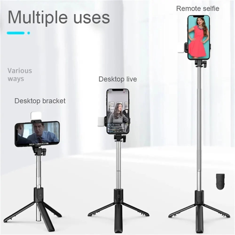 Perche selfie R1 Bluetooth avec éclairage – CLEVI Paris