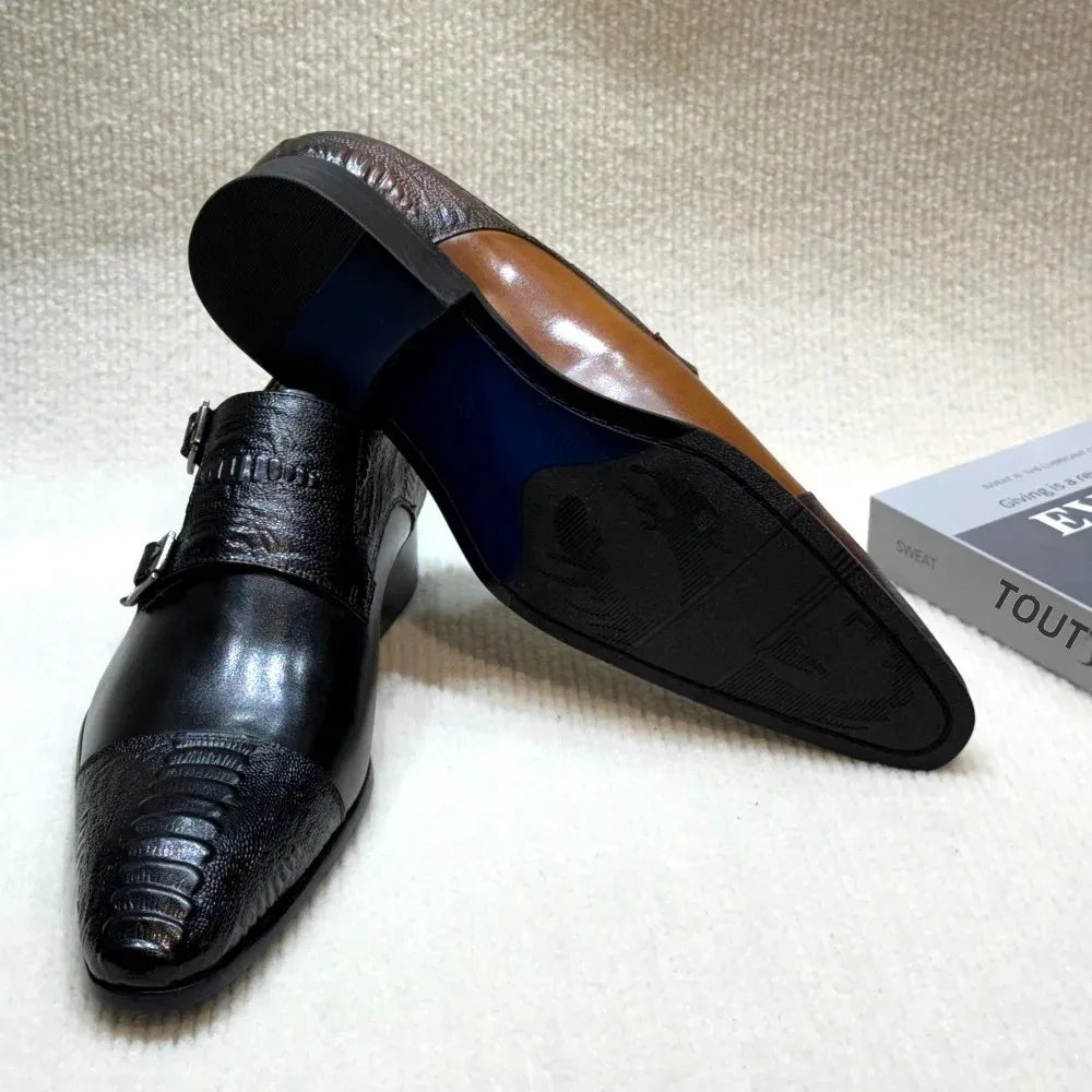 Monk Shoes Homme Double Boucle Cuir Vache Luxe Business Mariage – CLEVI Paris