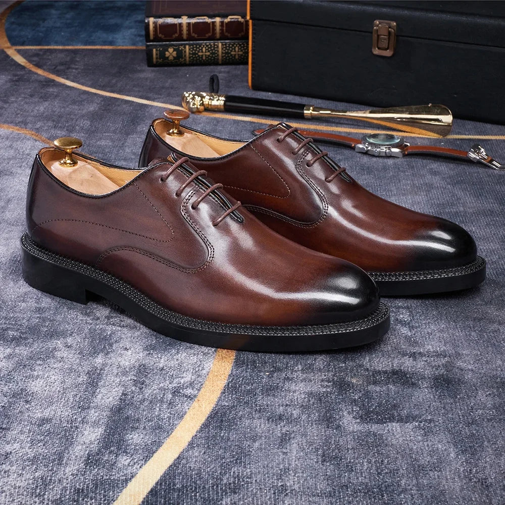 Derby Homme Cuir Vachette Lisse Bout Rond Imperméable | Business Mariage EU 39-46